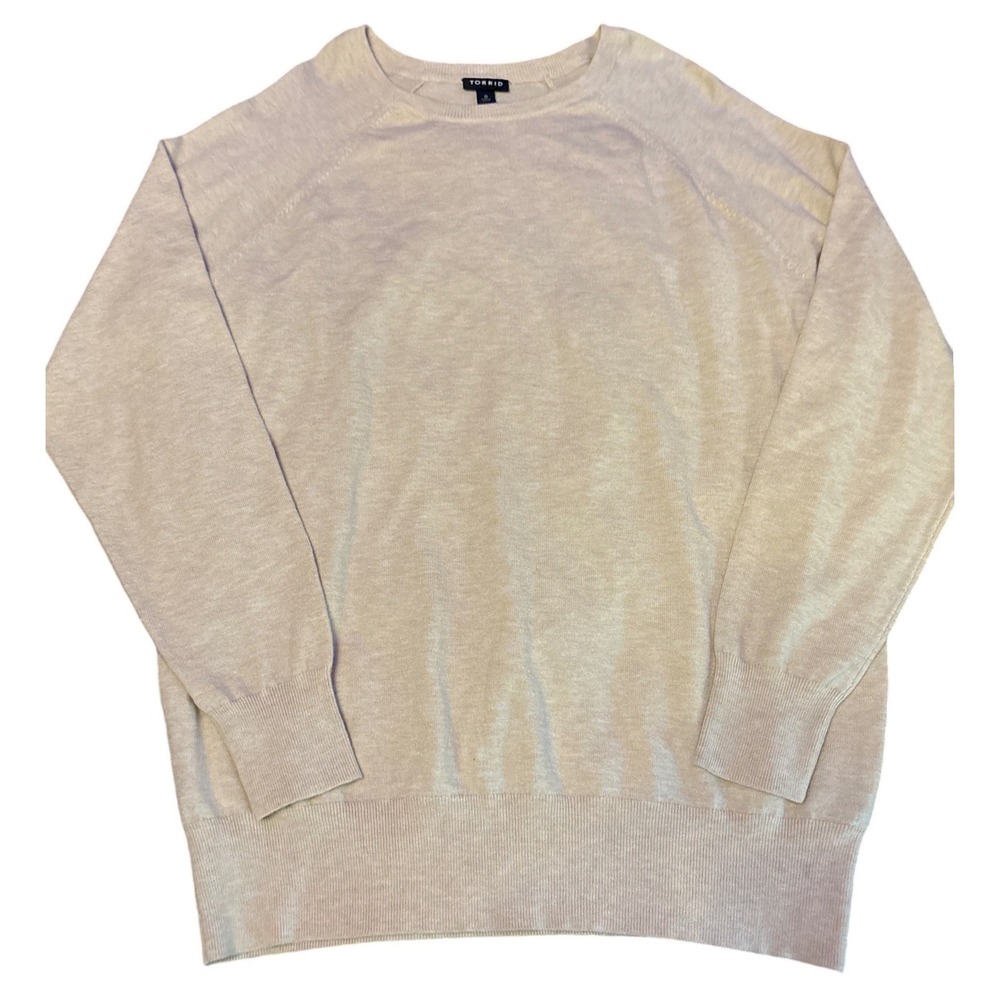 Torrid Plus Size Beige Crewneck Pullover Sweater Soft Knit Size 0 Large
